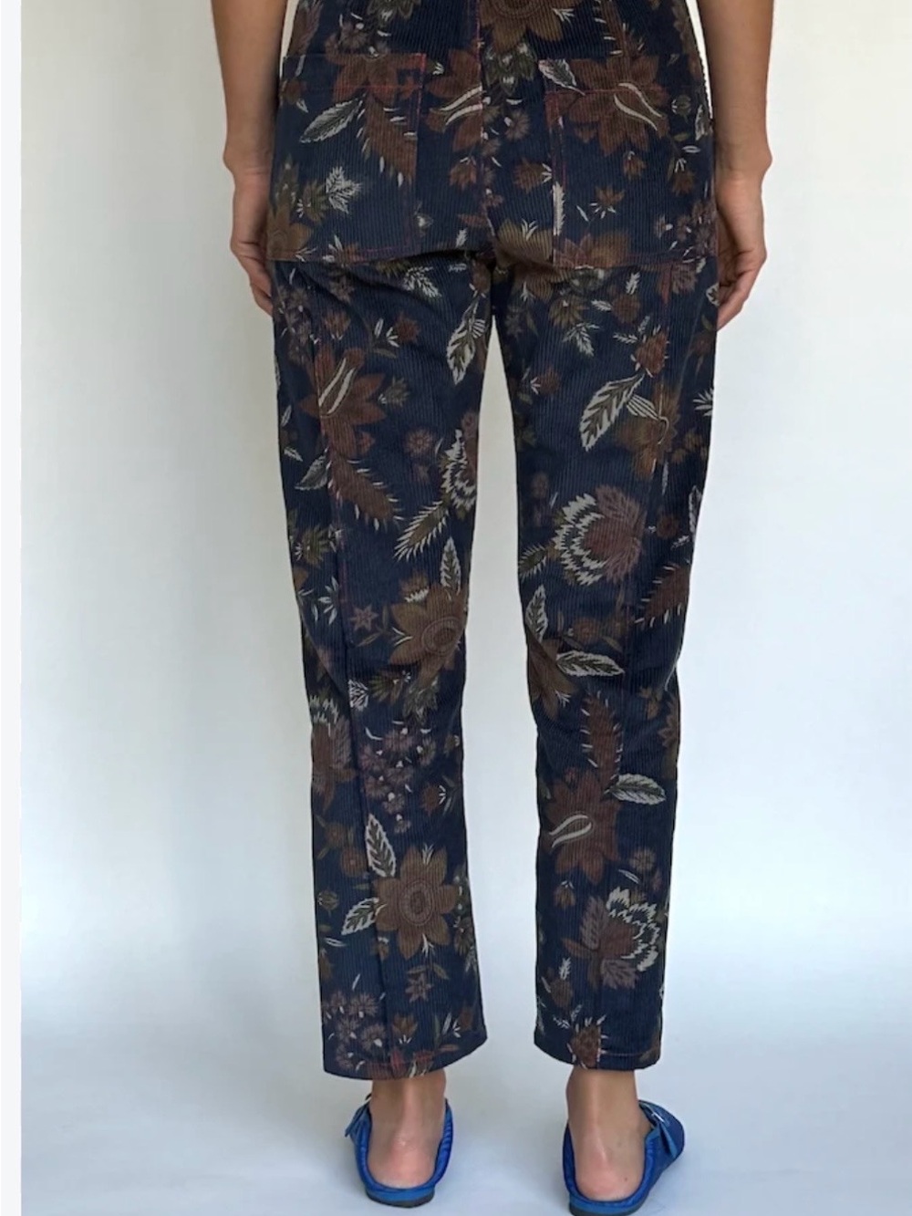 Stampin' Up! Navy Corduroy Floral Men’s Pants with Brown Flowers